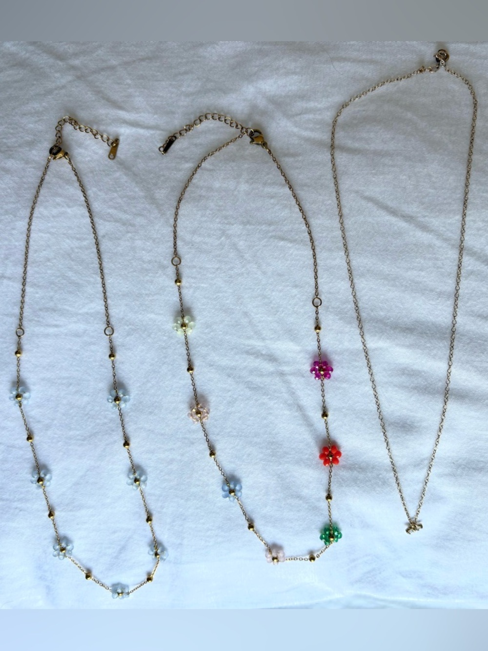 Necklaces Set of 3 - Flower Station Necklaces & Delicate Butterfly
